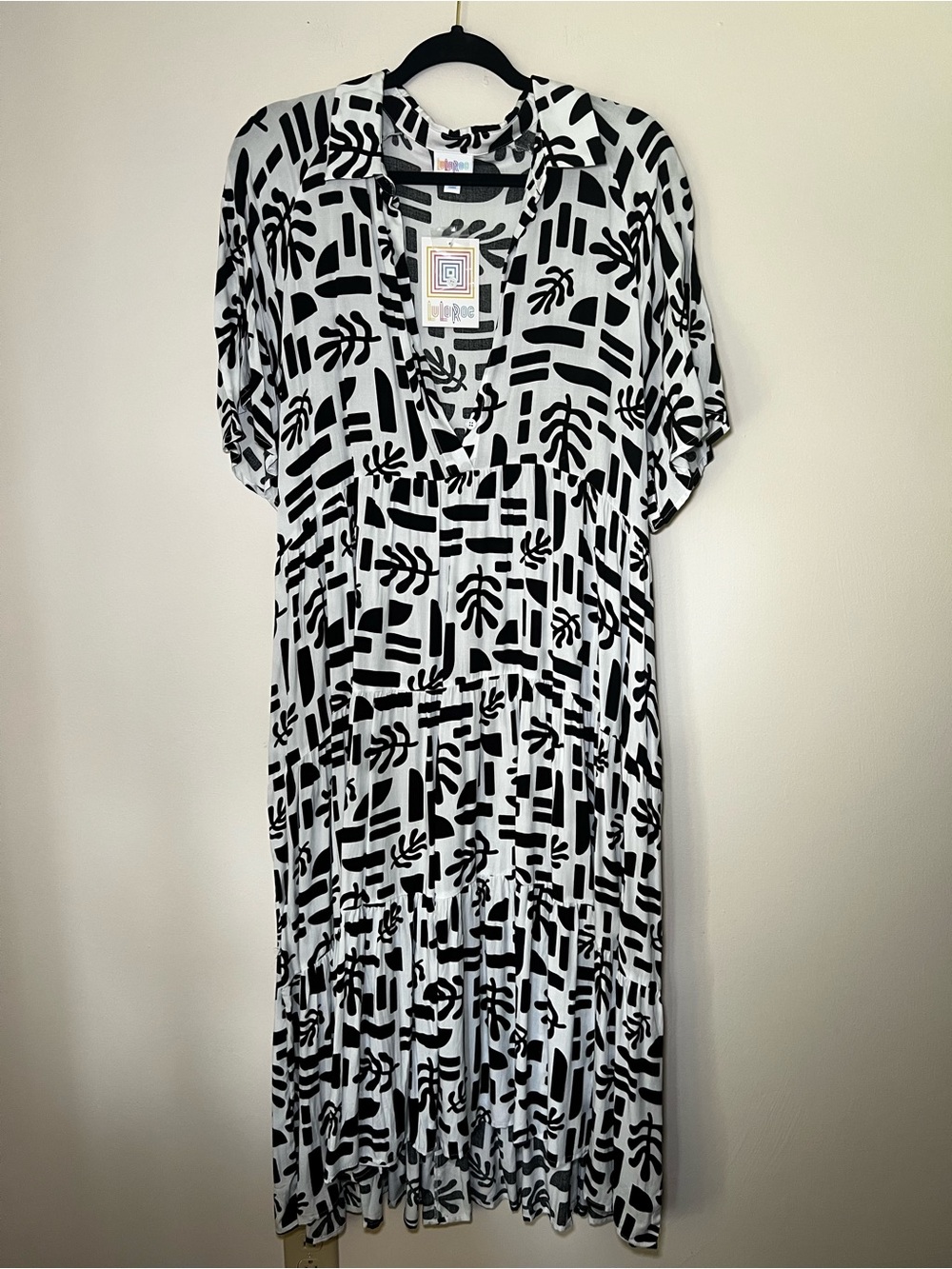 LuLaRoe Helene Black and White Abstract Print Midi Dress - Picture 1 of 4